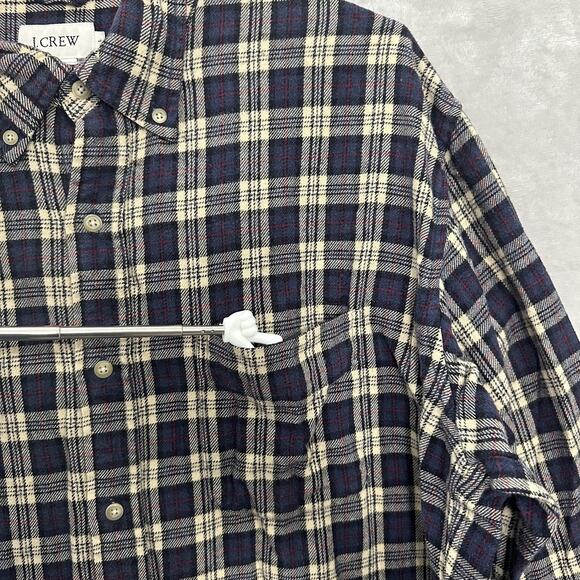 J.Crew Plaid Flannel Shirt Mens Large Thick Cabin Winter Work Rugged Preppy - Picture 3 of 8